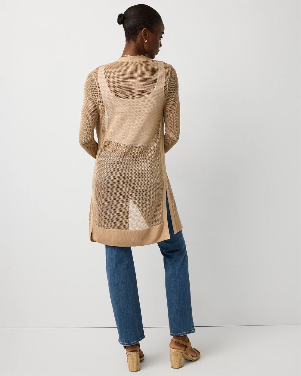 カットソー(長袖/七分) LEINWANDE Stretch Knit Bodysuits / Beige Open Stitch Longline Cardigan | White House Black Market